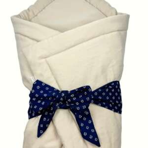 Rychlozavinovačka s mašlí DABIE modrotisk s béžovou