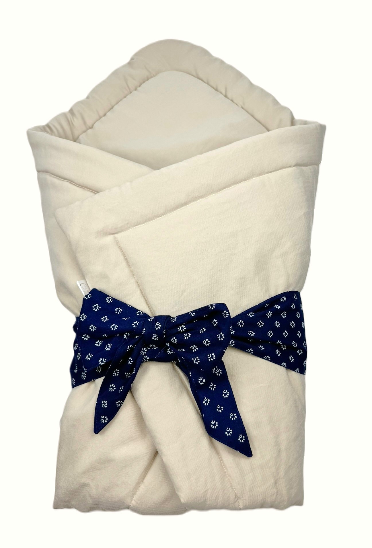 Rychlozavinovačka s mašlí DABIE modrotisk s béžovou