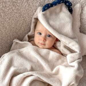 Bambusový ručník pro miminko s kapucí TOOWY modrotisk s béžovou