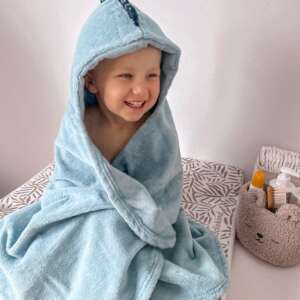 Bambusový ručník pro miminko s kapucí TOOWY modrotisk s modrou