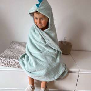 Bambusový ručník pro miminko s kapucí TOOWY modrý dino